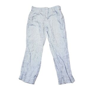 Chico's Linen‎ Pants Blue White Striped Cropped US Size S (4) Chico's Size 0R